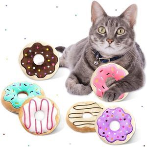 6 Pack Donut Cat Catnip Toys Kitten Chew Knickknack Sprinkles Interactive Pillow